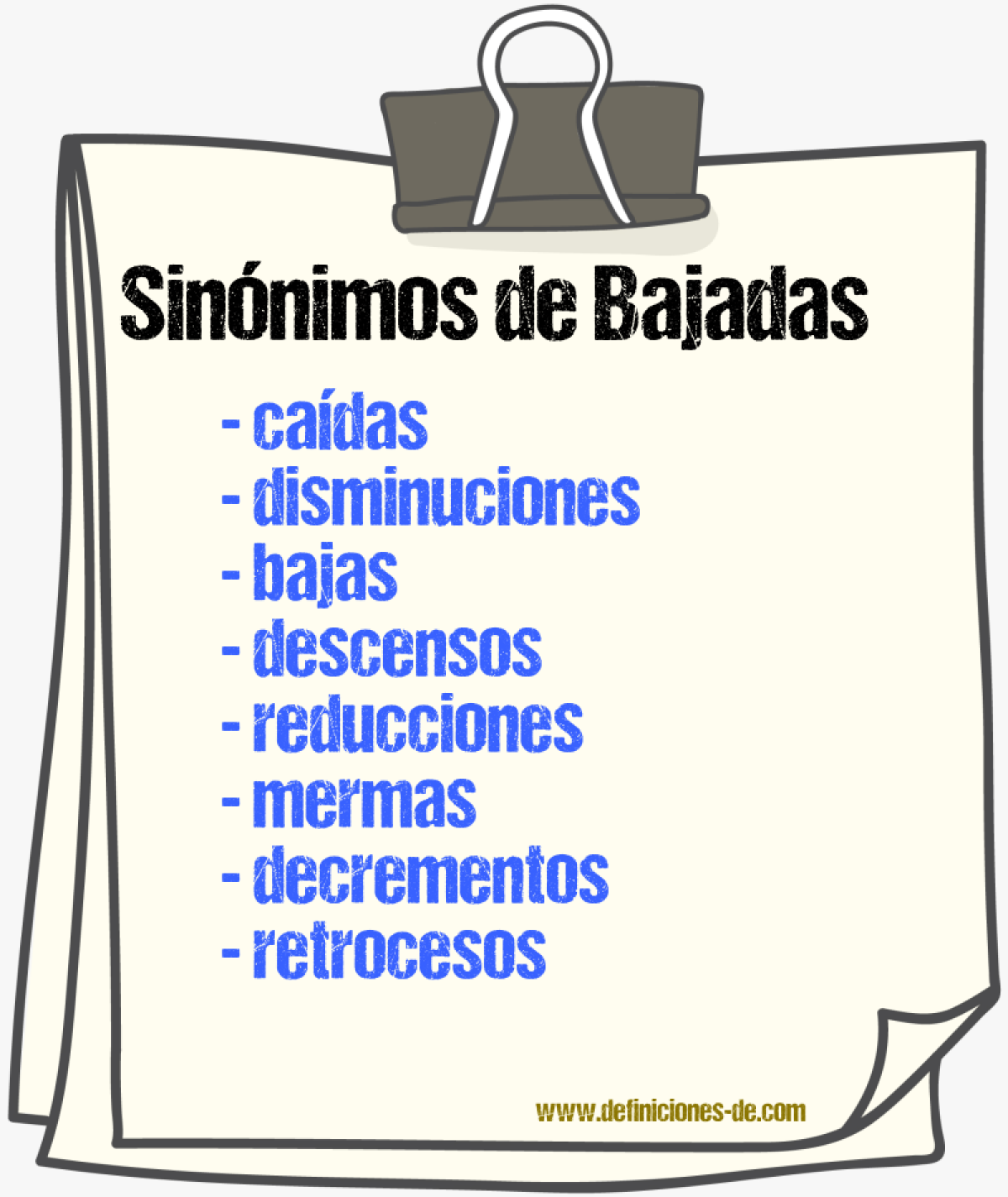 Sinónimos de bajadas