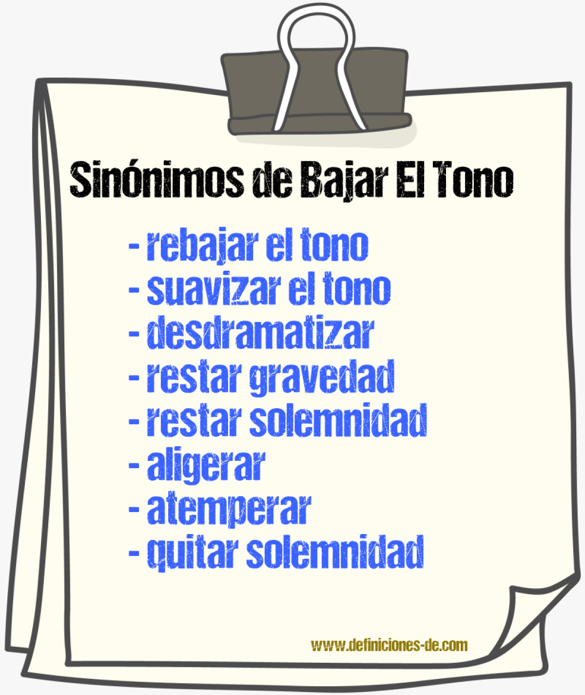 Sinónimos de bajar el tono