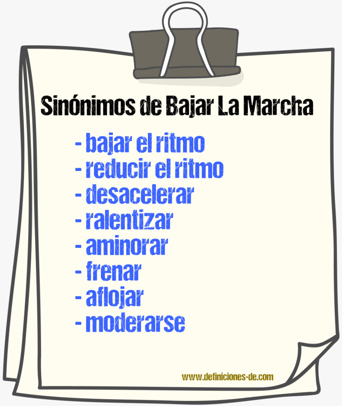 Sinónimos de bajar la marcha