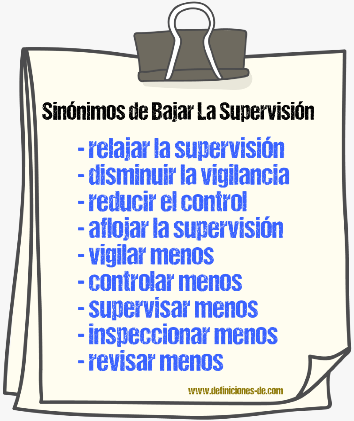 Sinónimos de bajar la supervisión