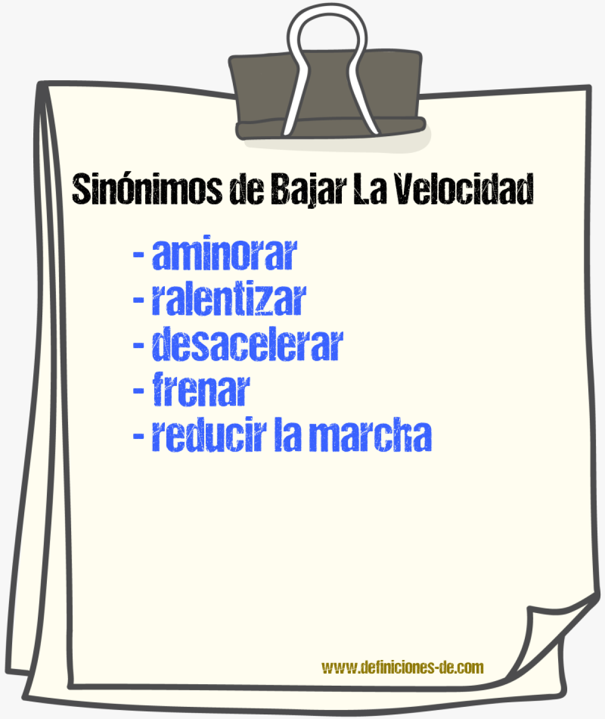 Sinónimos de bajar la velocidad