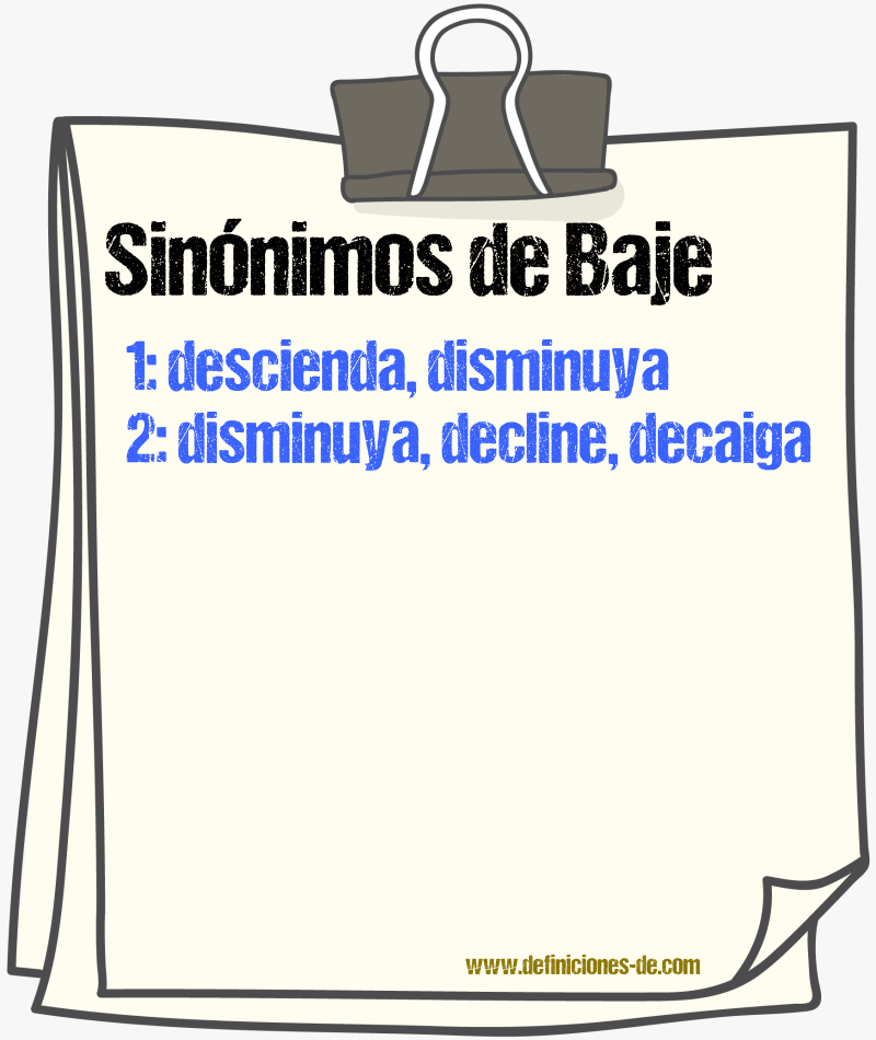 Sinónimos de baje
