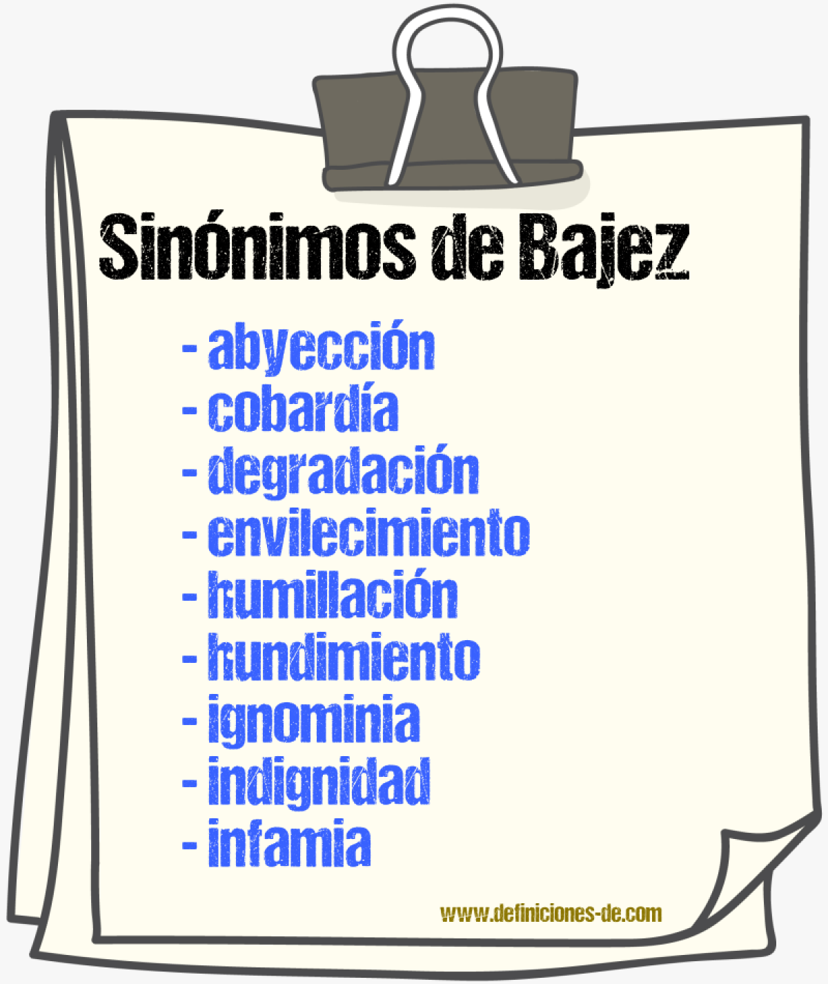 Sinnimos de bajez