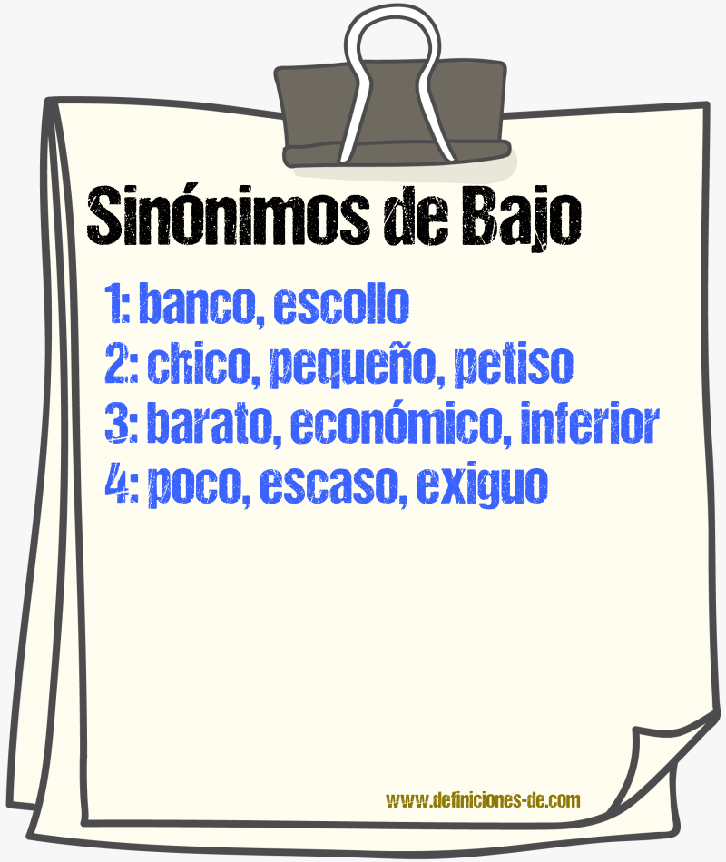 Sinnimos de bajo