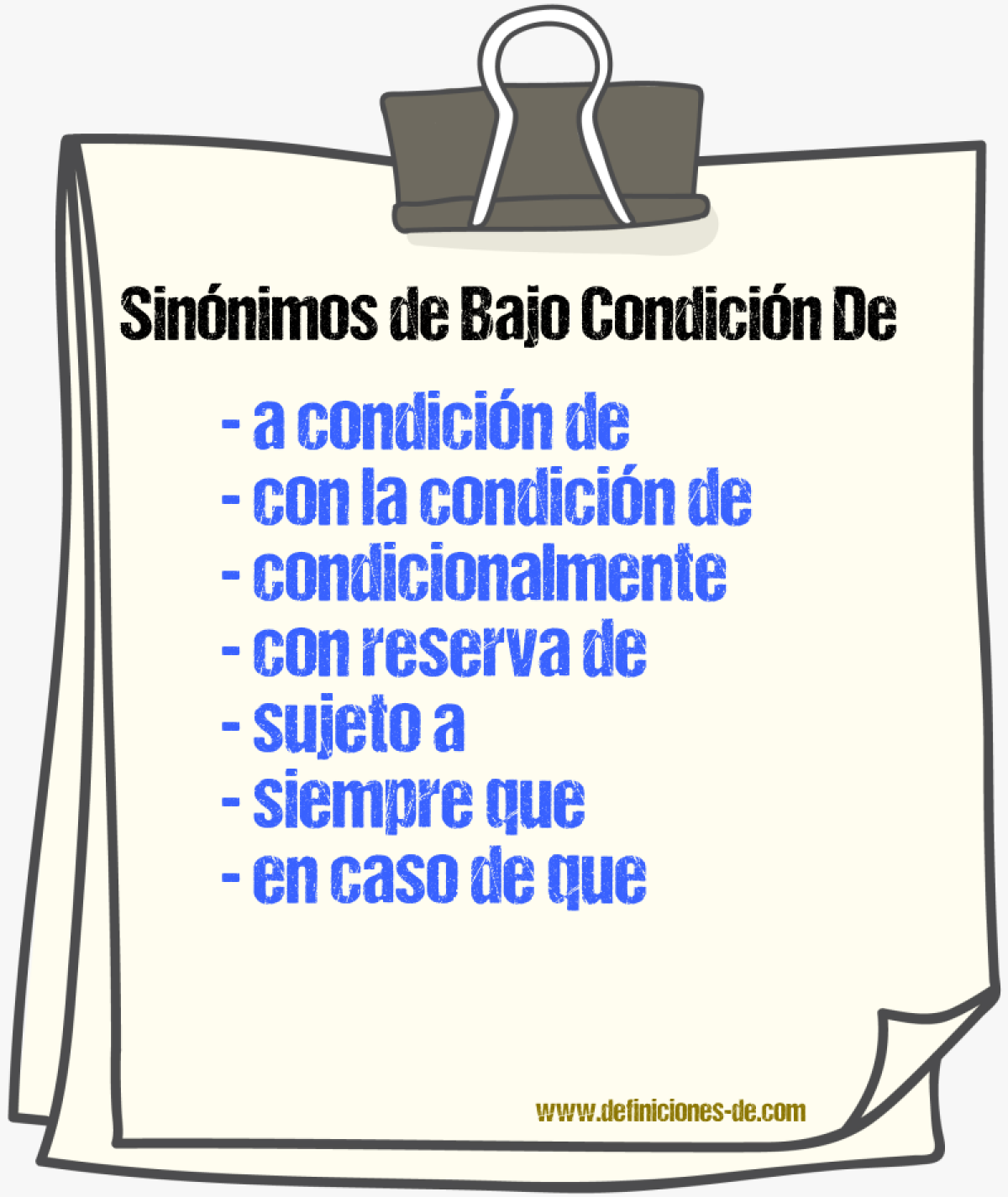 Sinónimos de bajo condición de