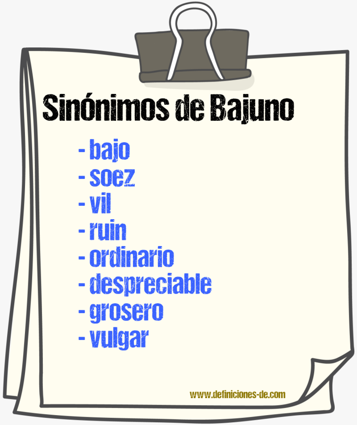 Sinnimos de bajuno