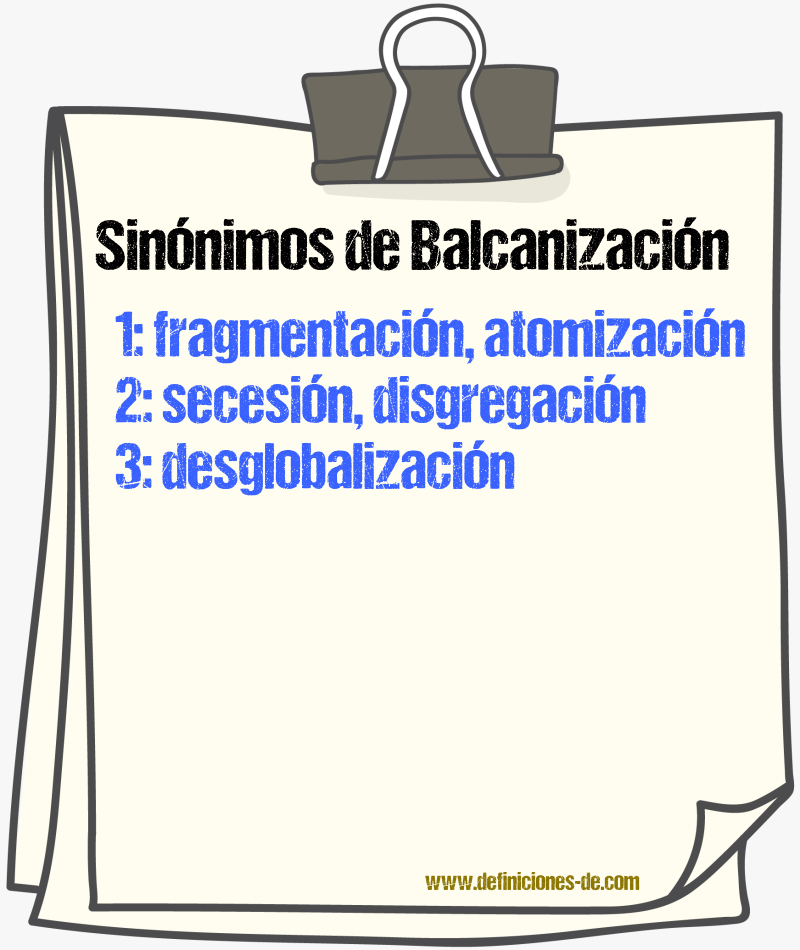 Sinónimos de balcanización