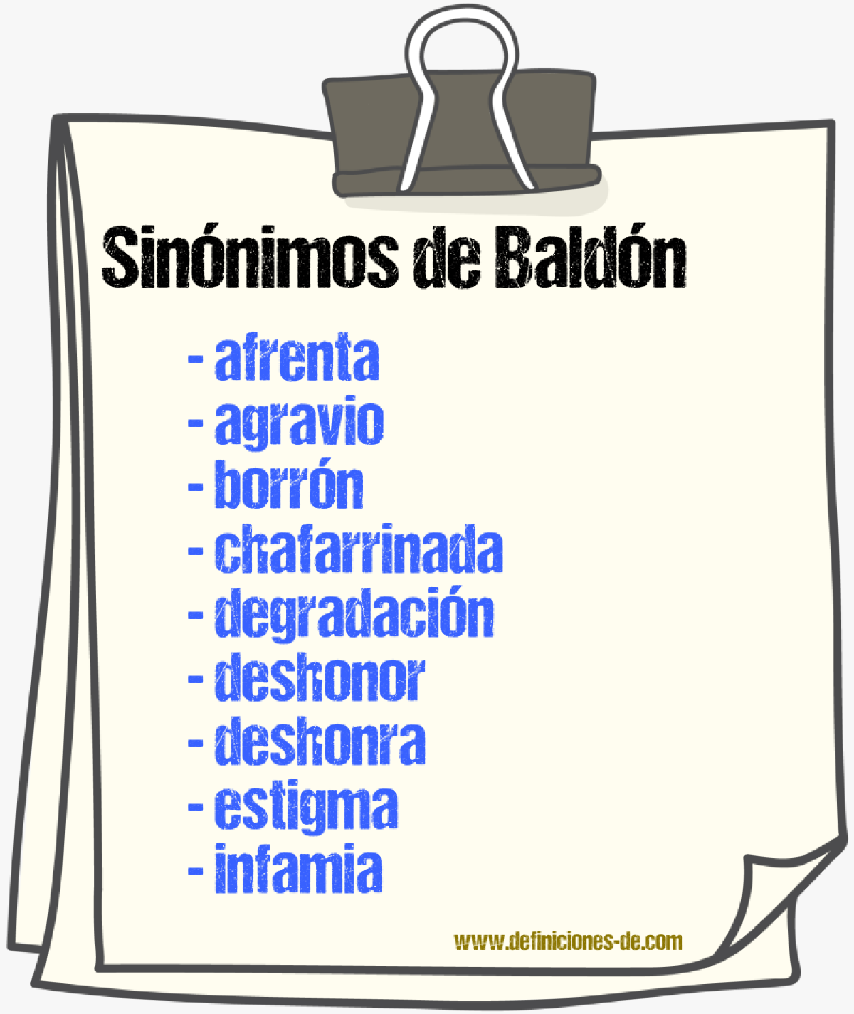 Sinnimos de baldn