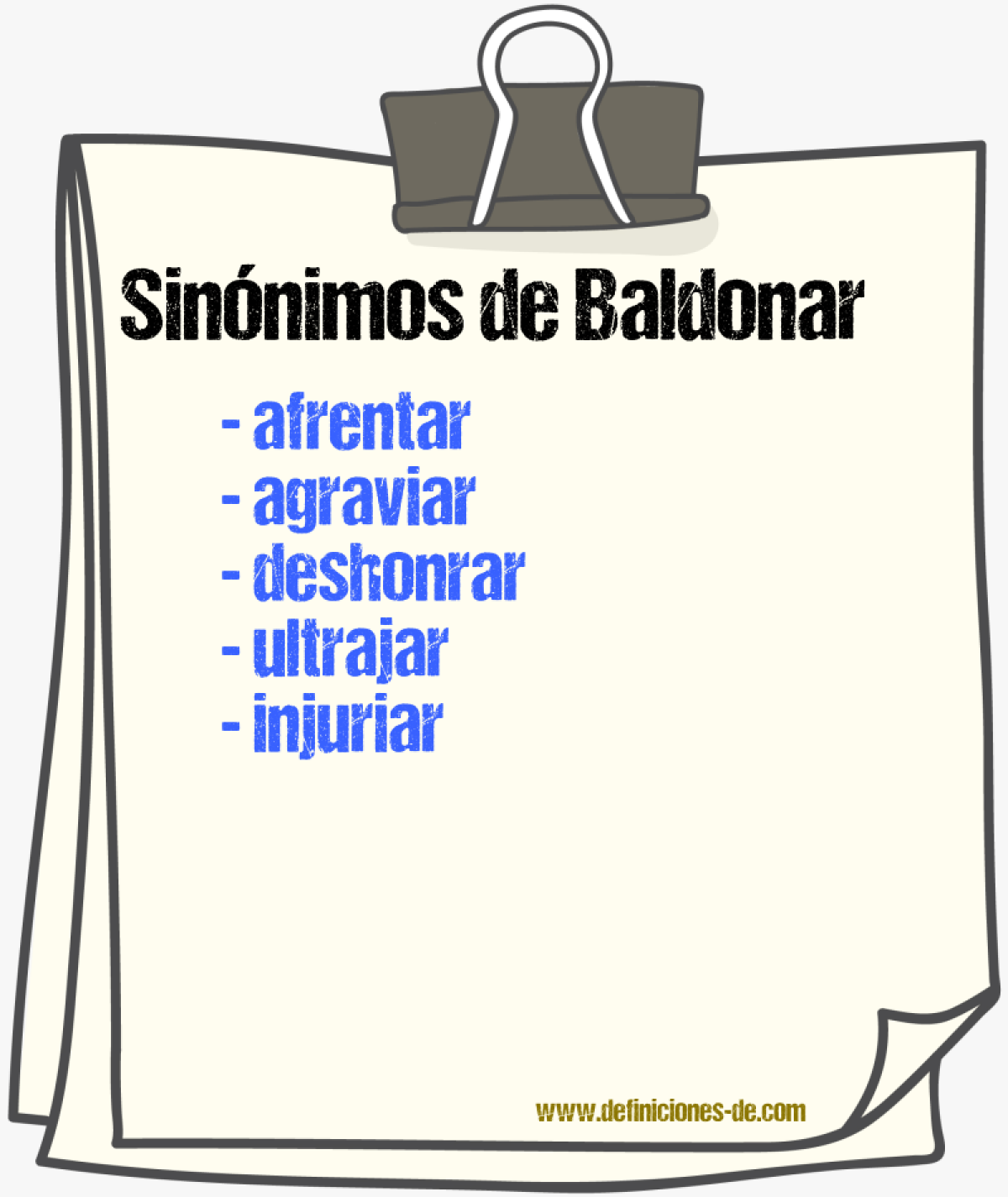 Sinnimos de baldonar