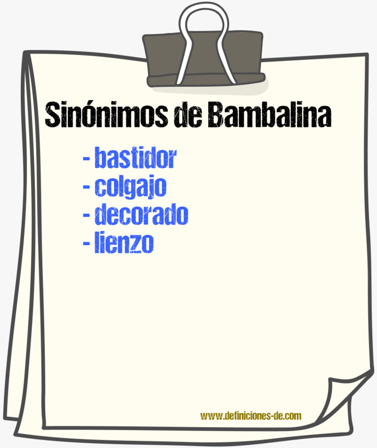 Sinnimos de bambalina