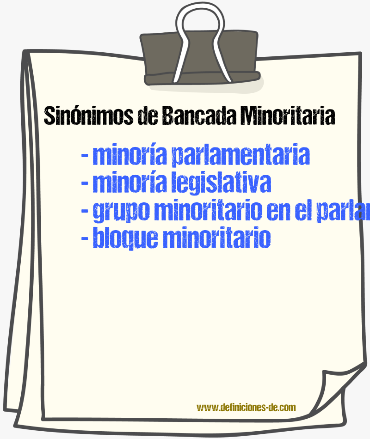Sinónimos de bancada minoritaria