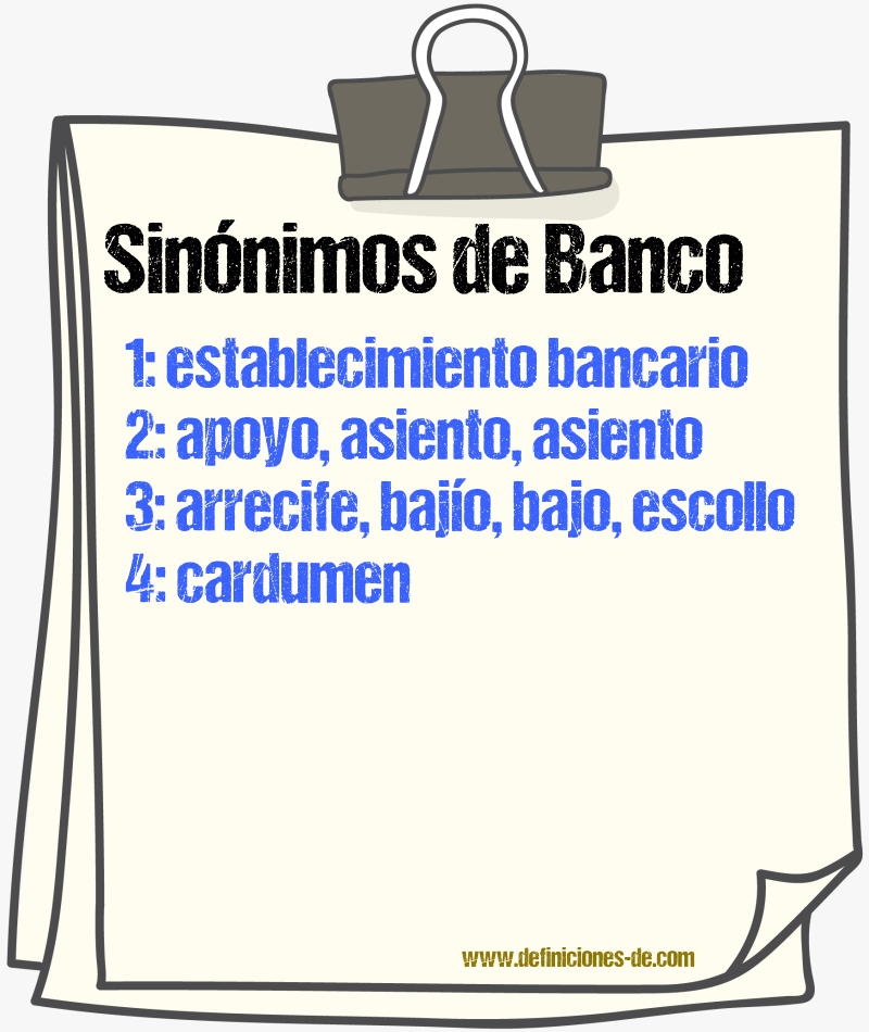 Sinnimos de banco