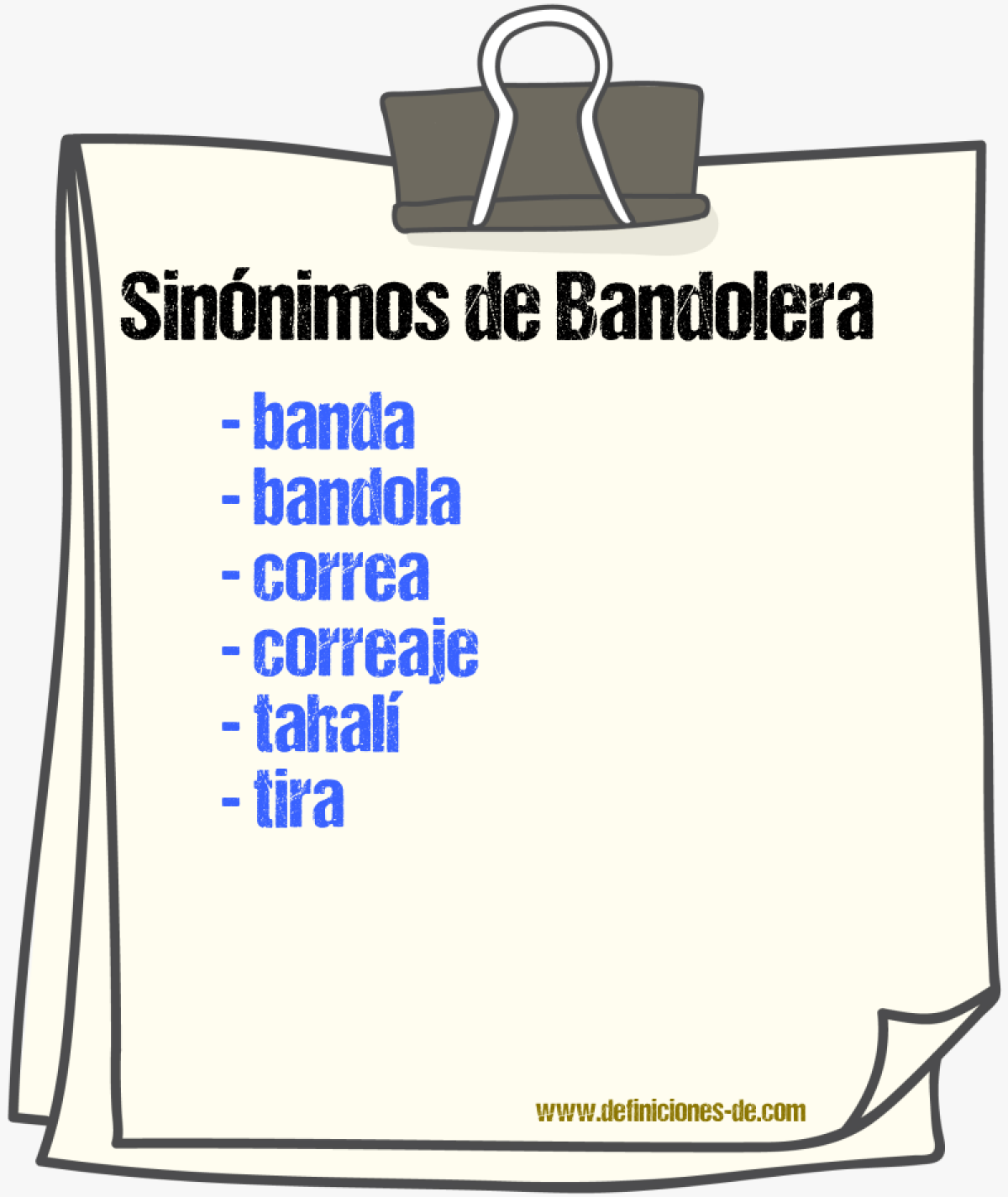 Sinnimos de bandolera