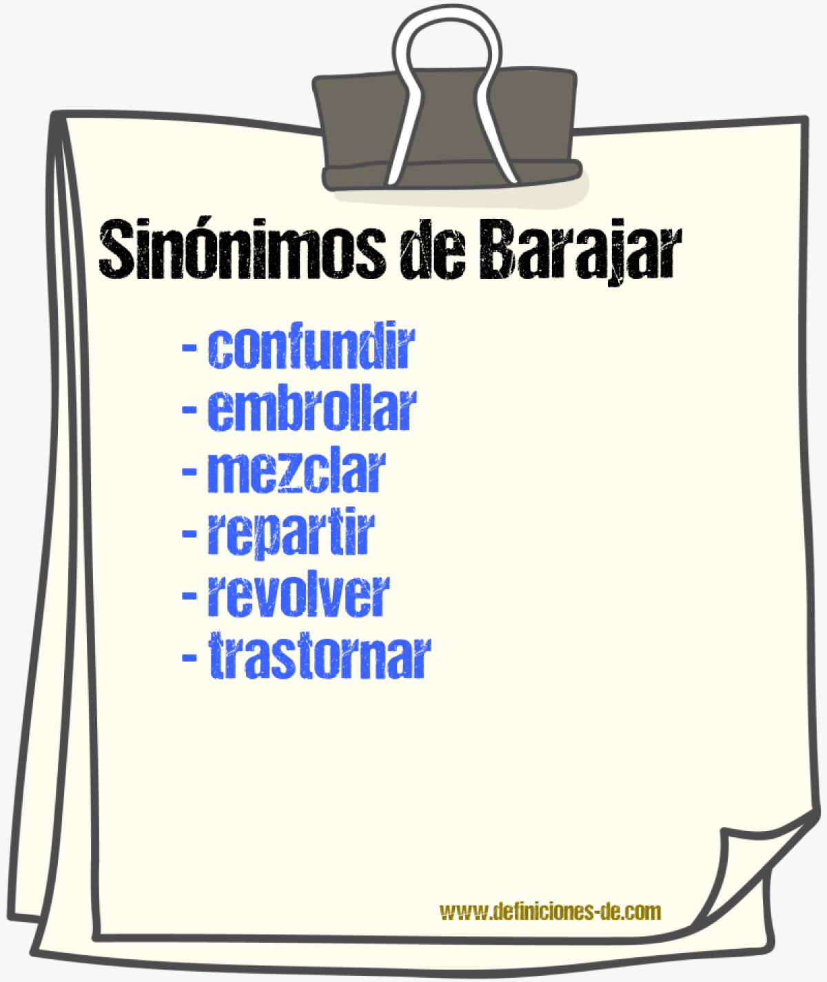 Sinnimos de barajar