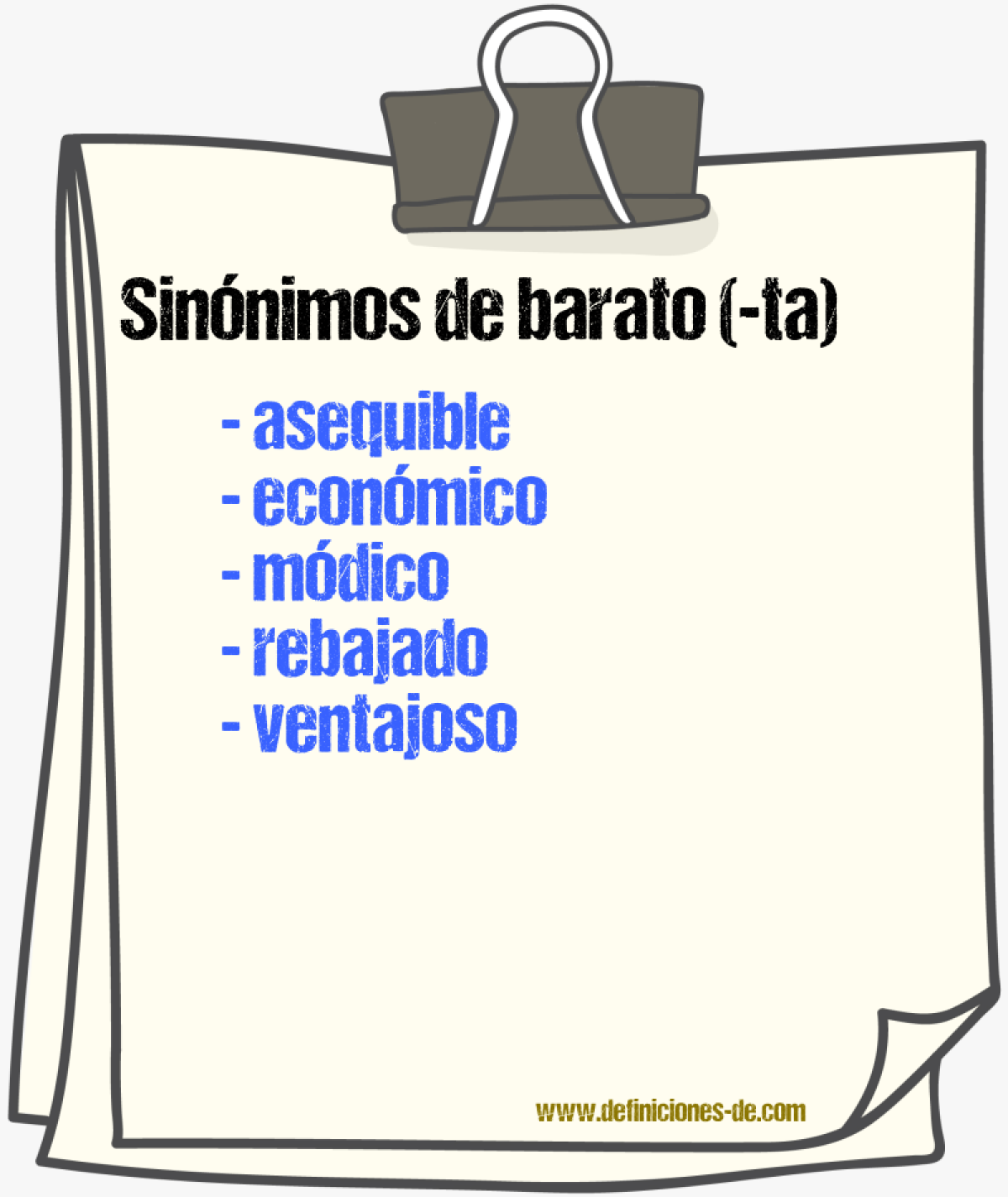 Sinnimos de barato