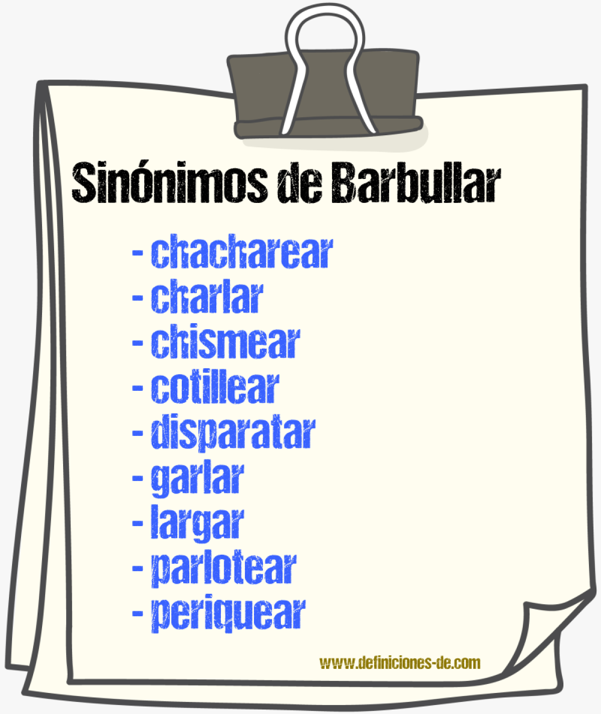 Sinnimos de barbullar