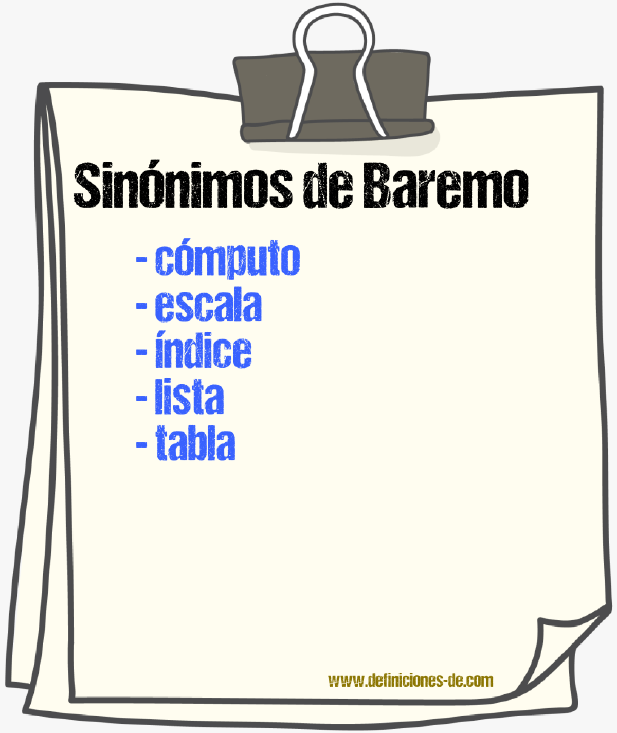 Sinnimos de baremo