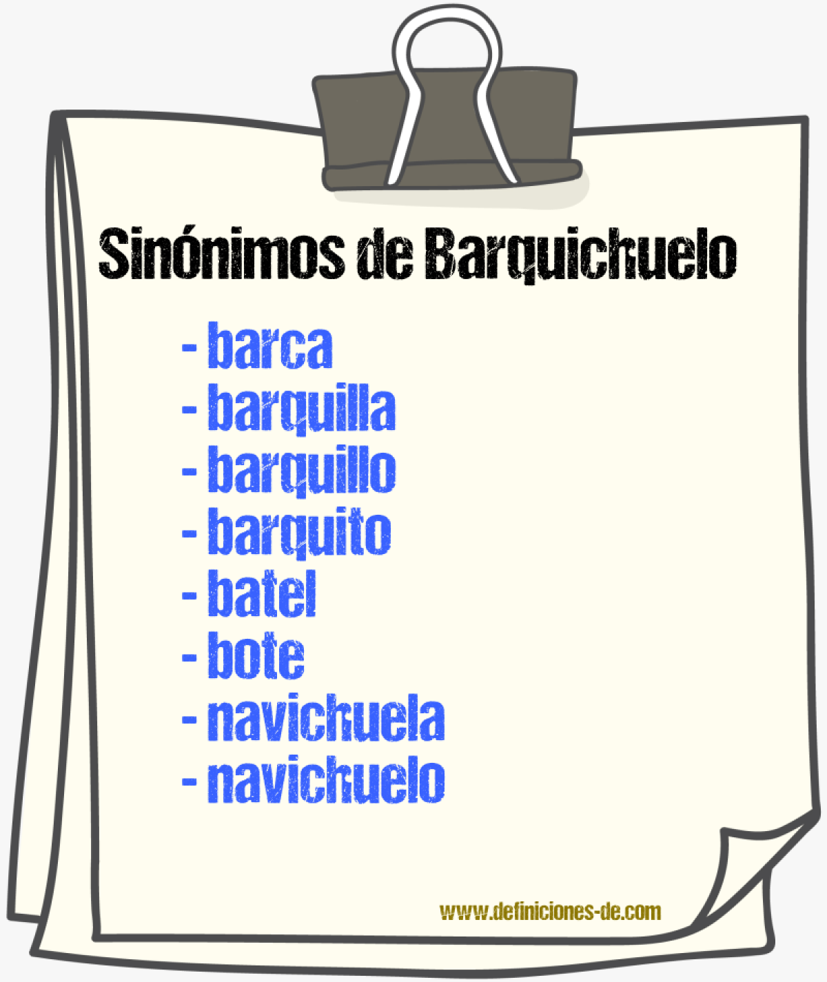 Sinnimos de barquichuelo