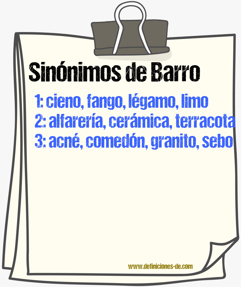 Sinnimos de barro