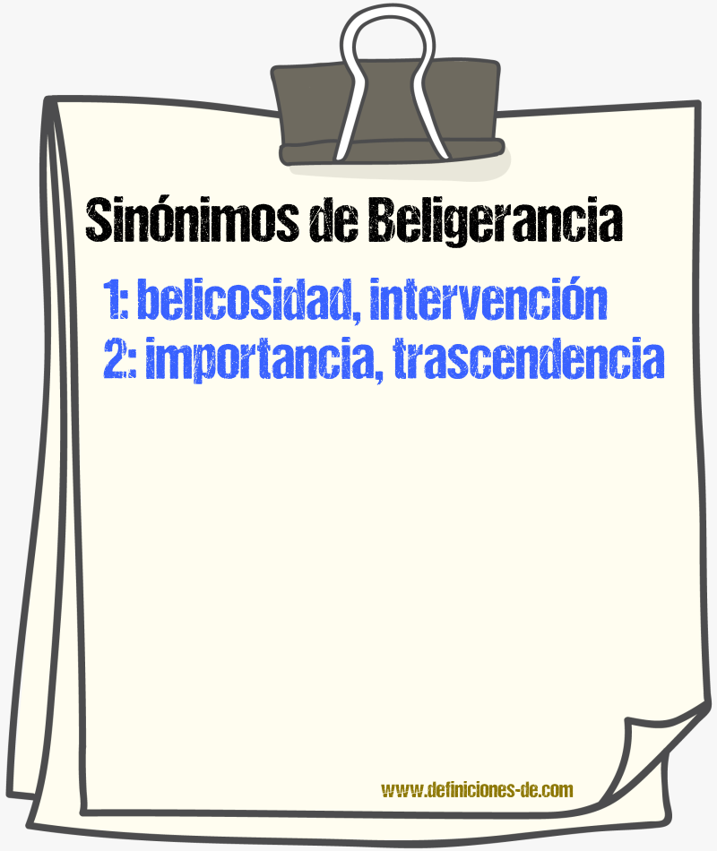 Sinnimos de beligerancia