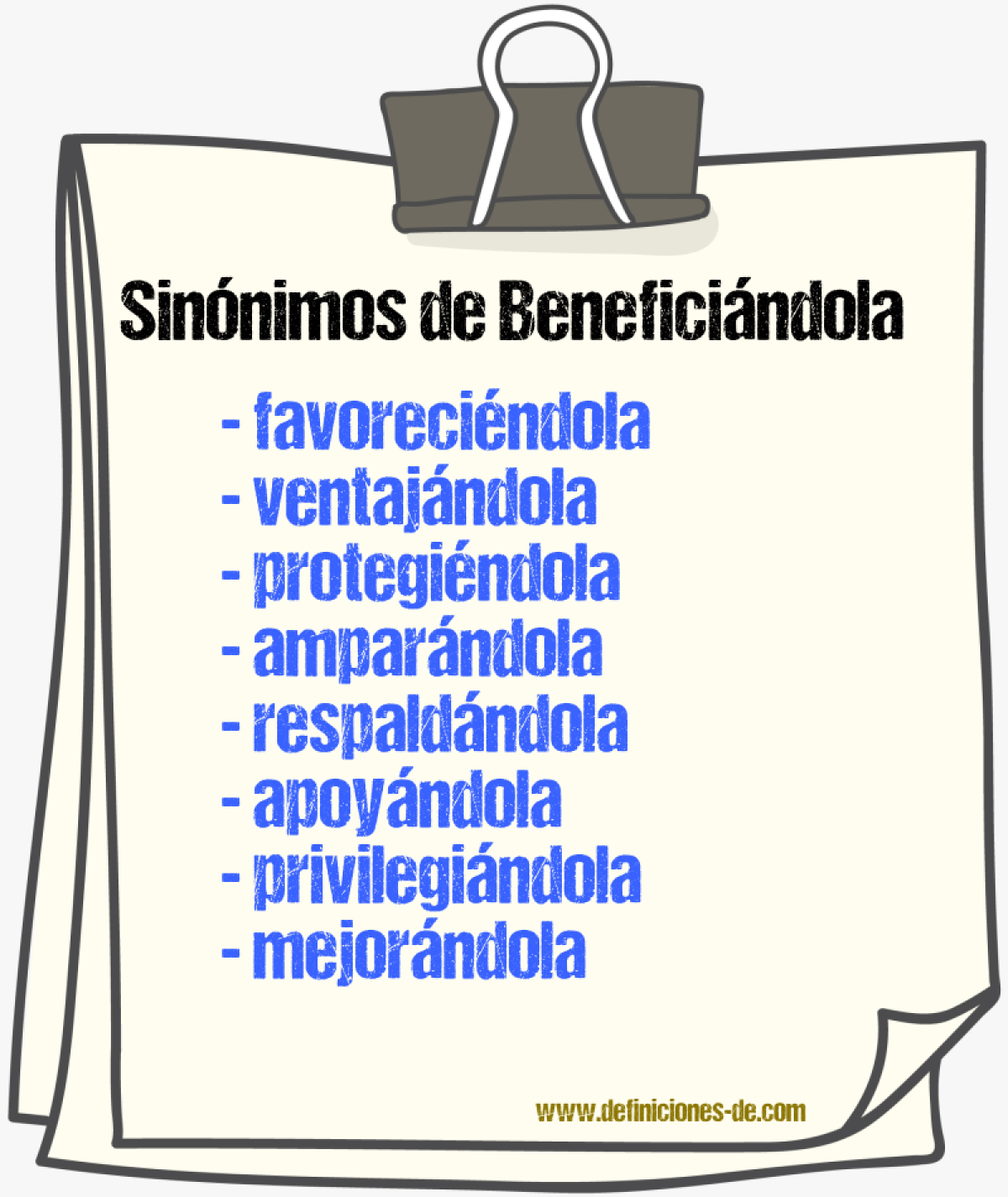 Sinónimos de beneficiándola