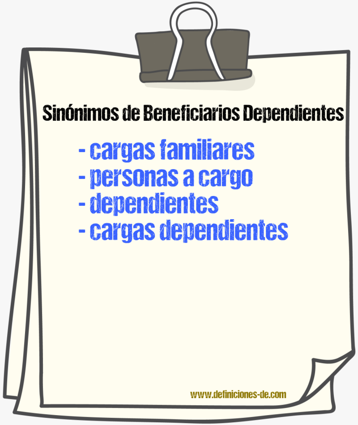 Sinónimos de beneficiarios dependientes