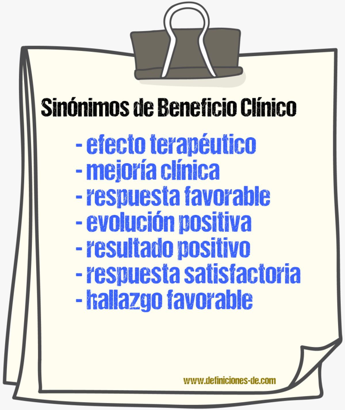 Sinónimos de beneficio clínico