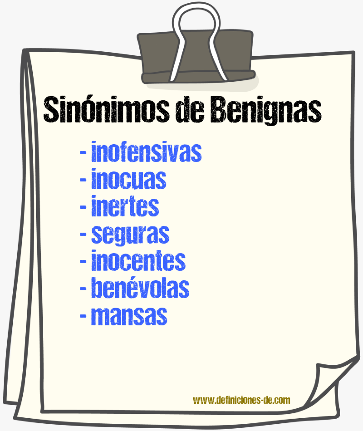 Sinónimos de benignas