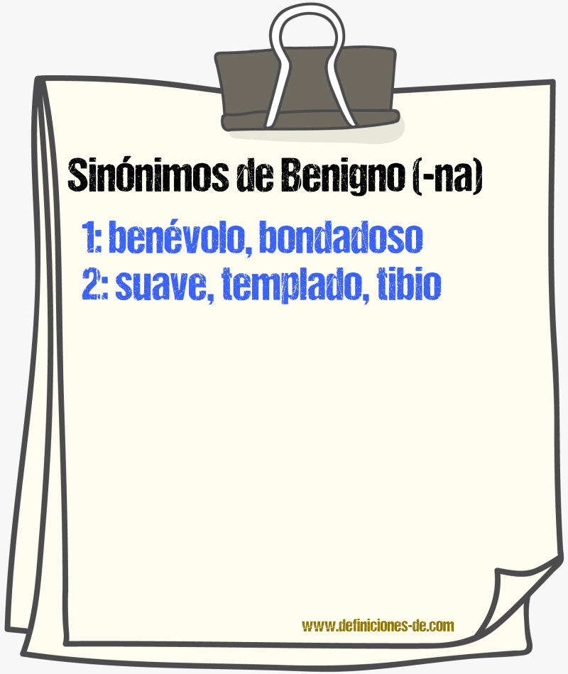 Sinnimos de benigno