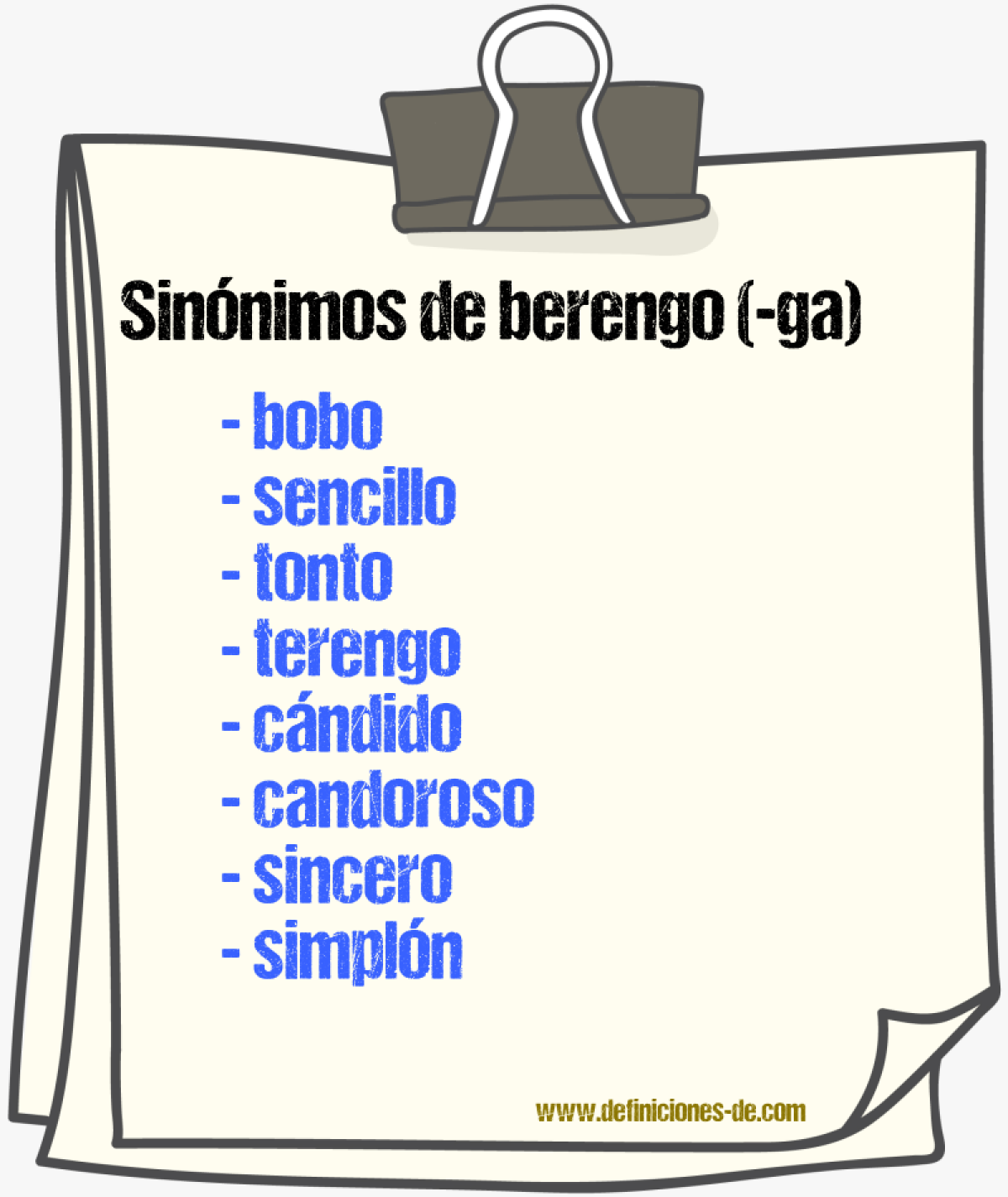 Sinnimos de berengo