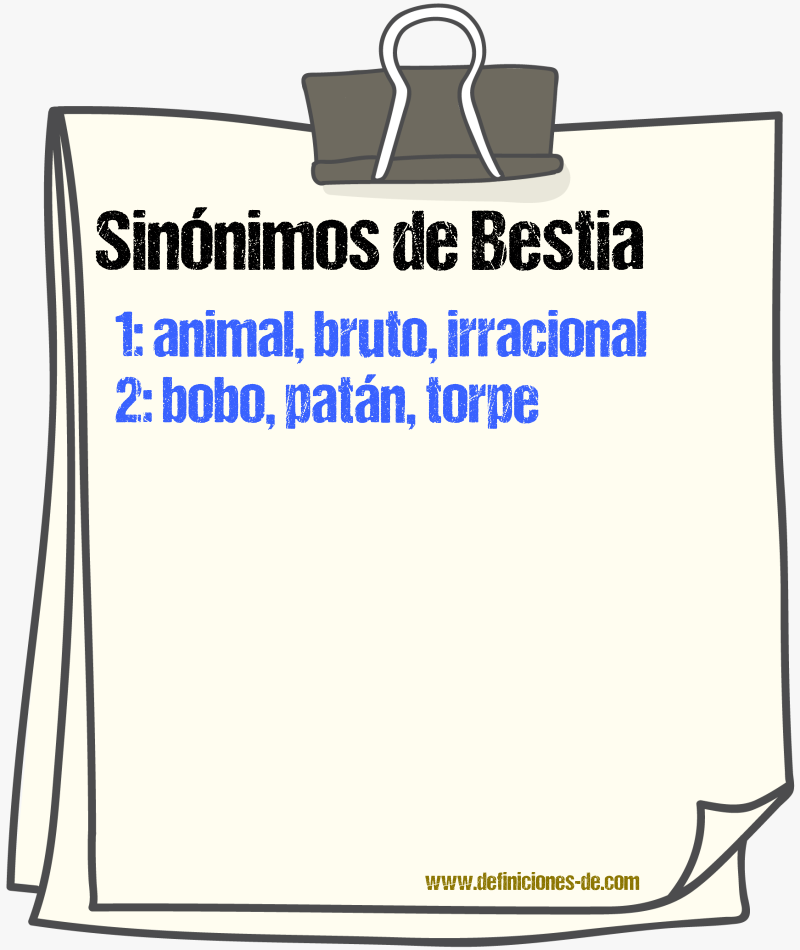 Sinnimos de bestia