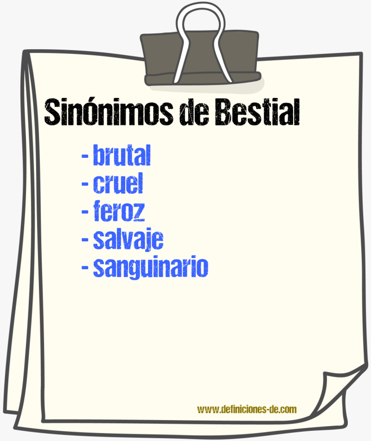 Sinnimos de bestial