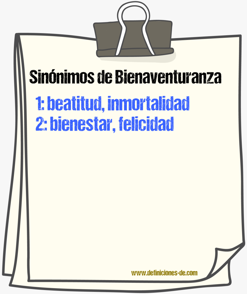 Sinnimos de bienaventuranza