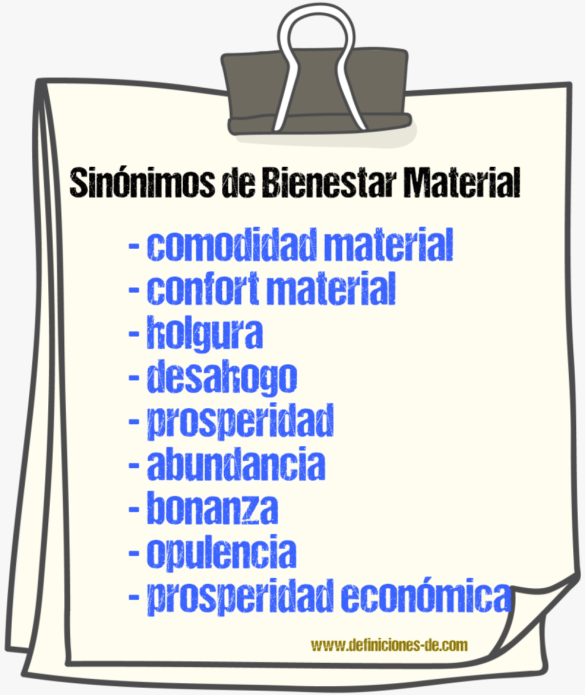 Sinónimos de bienestar material