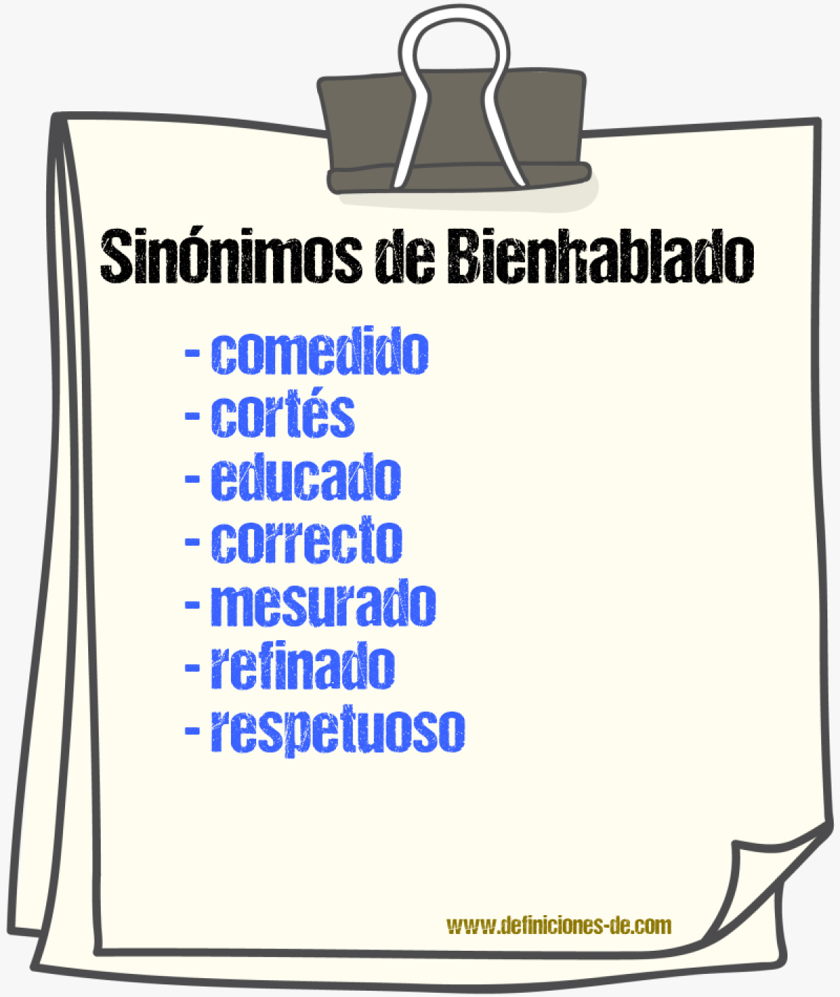 Sinónimos de bienhablado
