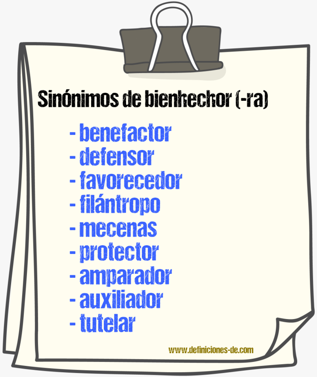 Sinnimos de bienhechor