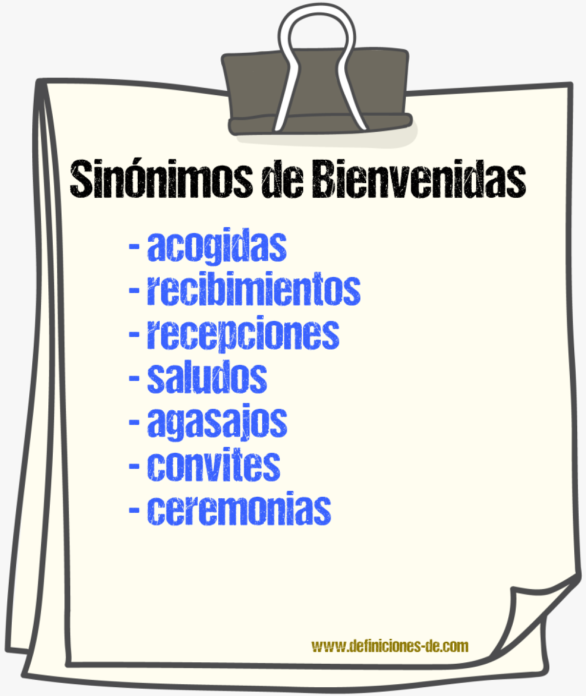 Sinónimos de bienvenidas