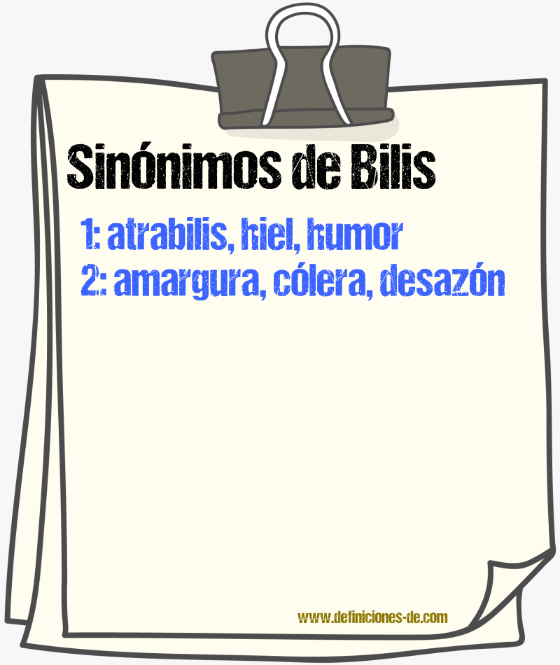 Sinnimos de bilis