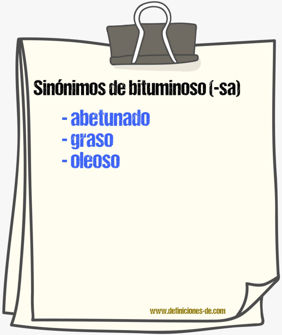 Sinnimos de bituminoso