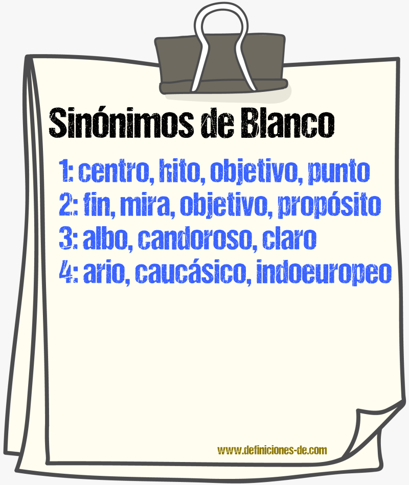 Sinnimos de blanco