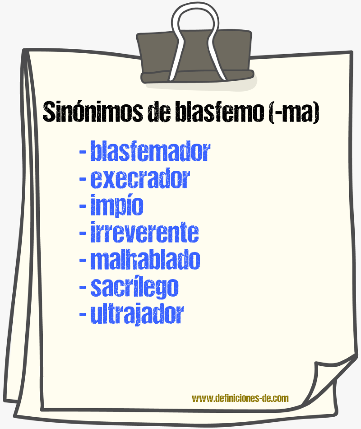 Sinnimos de blasfemo