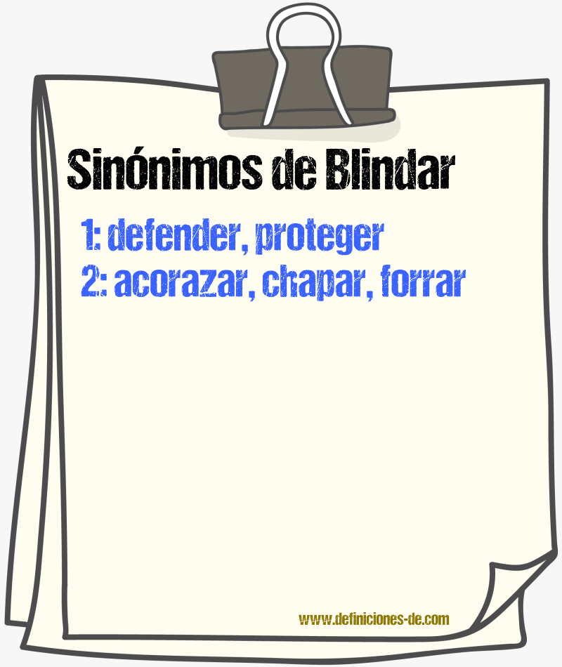 Sinnimos de blindar