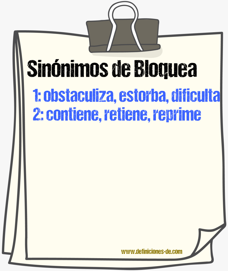 Sinónimos de bloquea