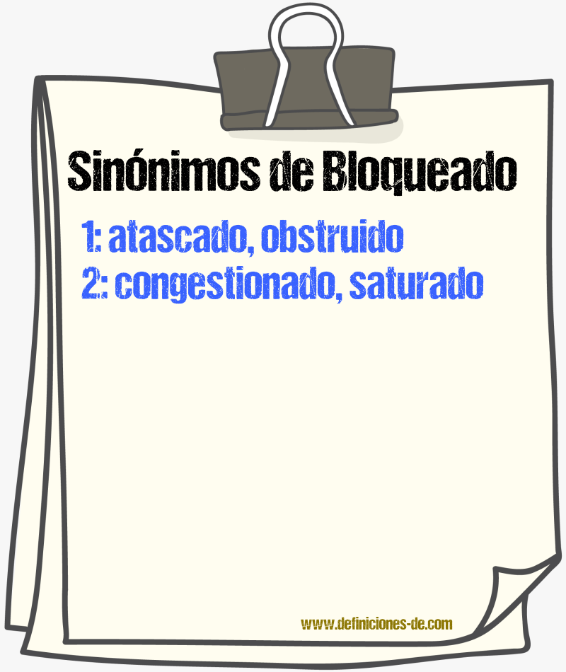 Sinónimos de bloqueado