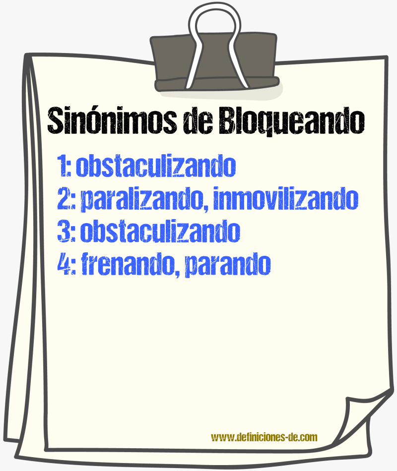 Sinónimos de bloqueando