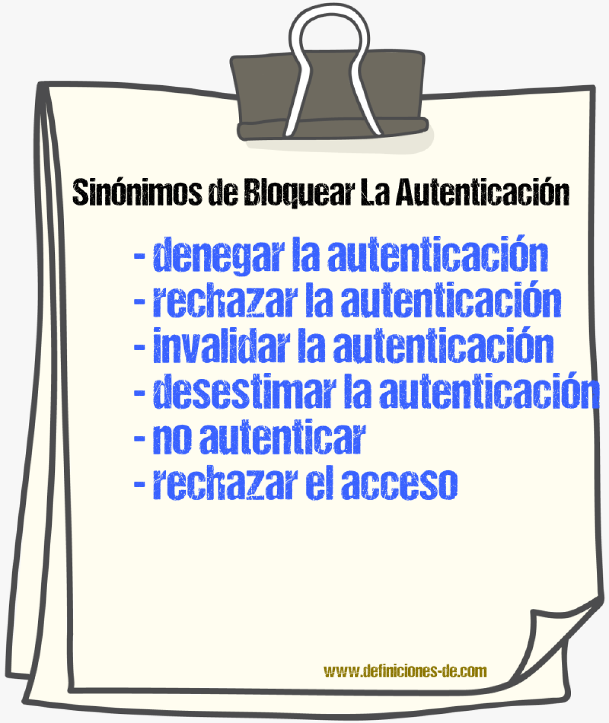 Sinónimos de bloquear la autenticación