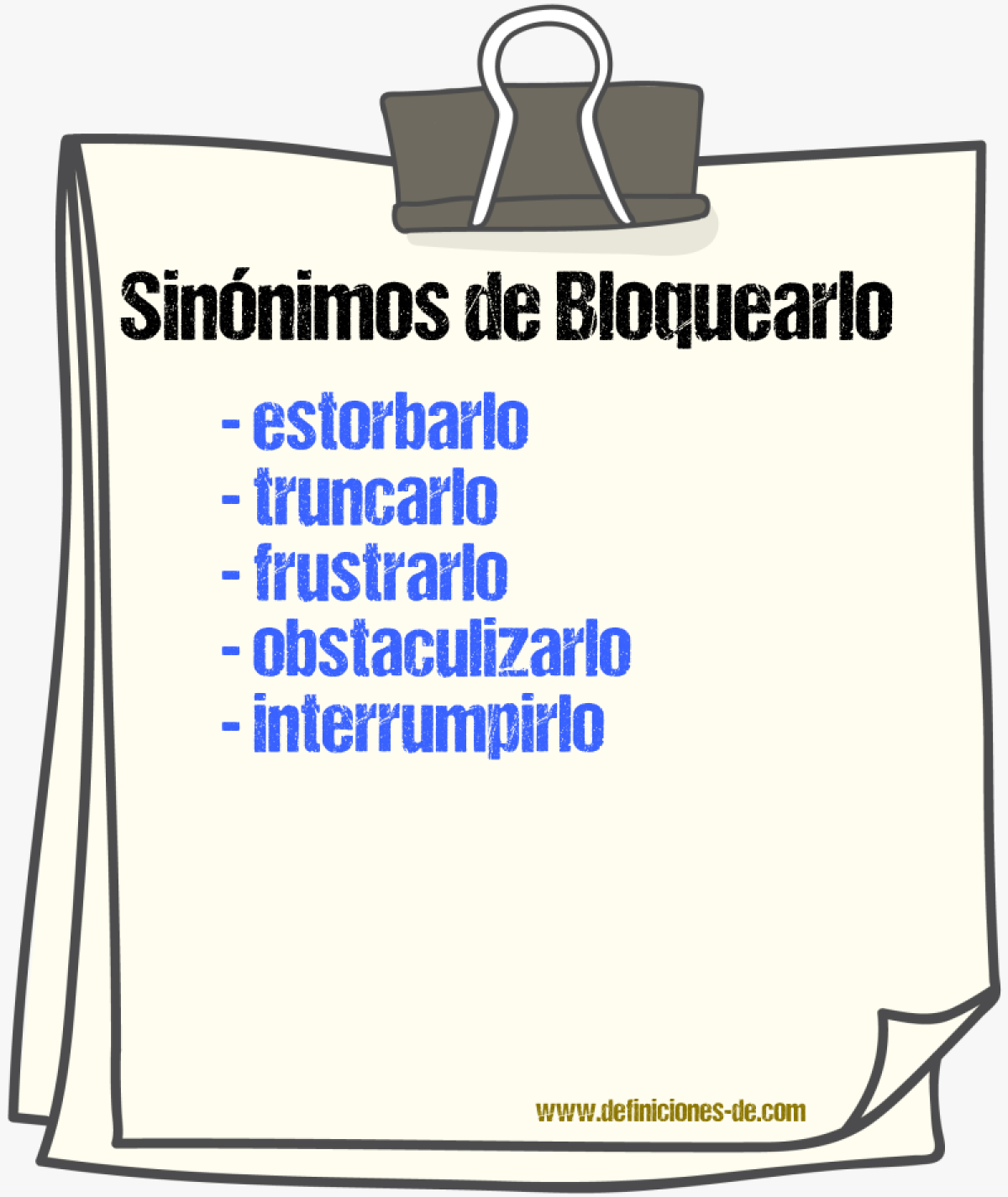 Sinónimos de bloquearlo