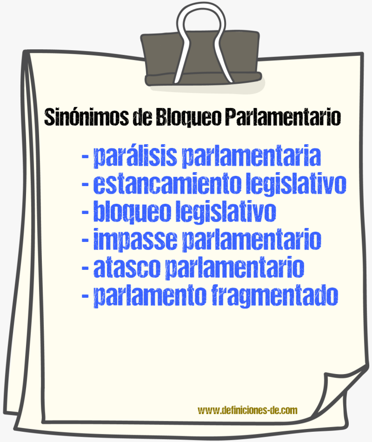 Sinónimos de bloqueo parlamentario