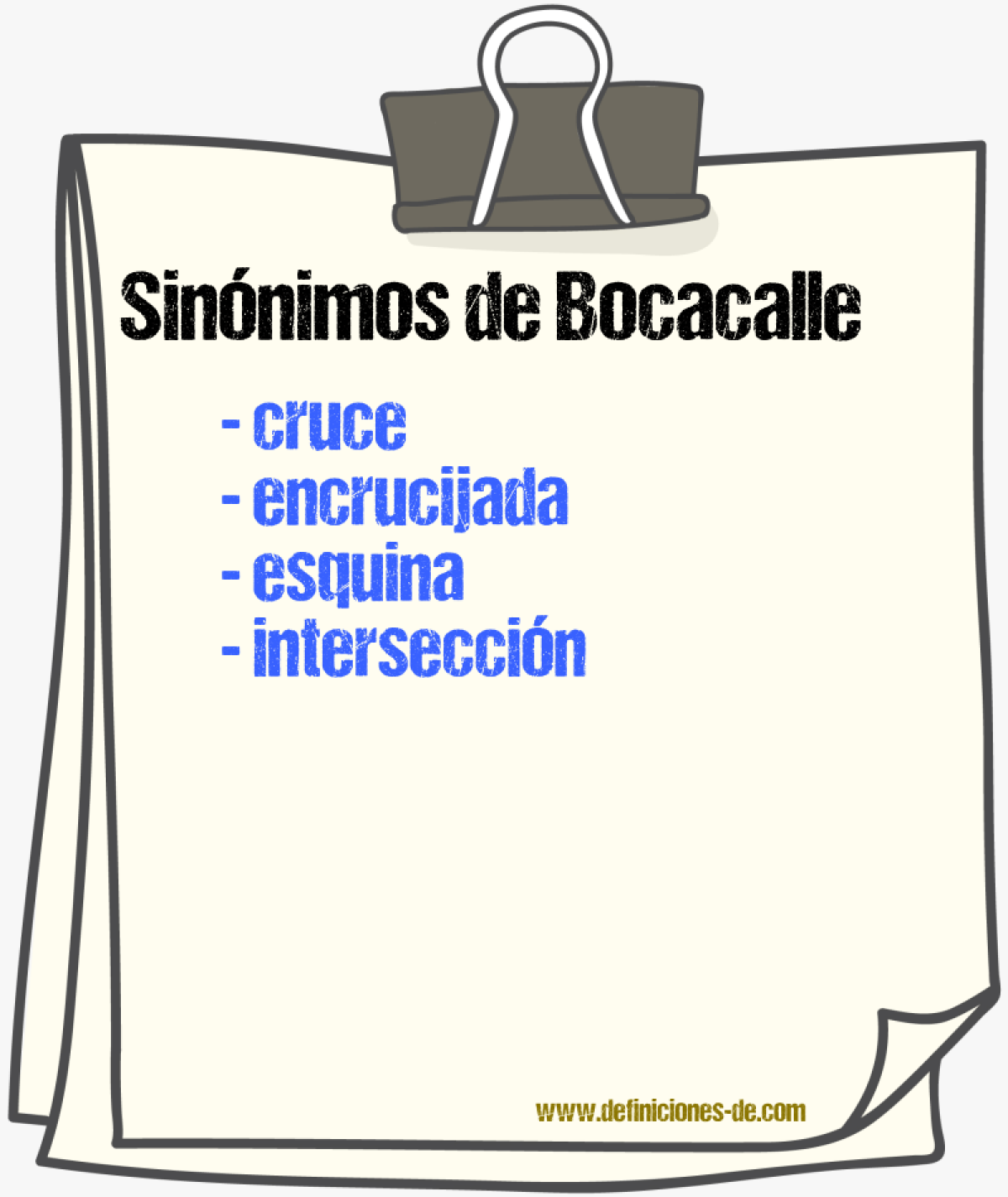 Sinnimos de bocacalle