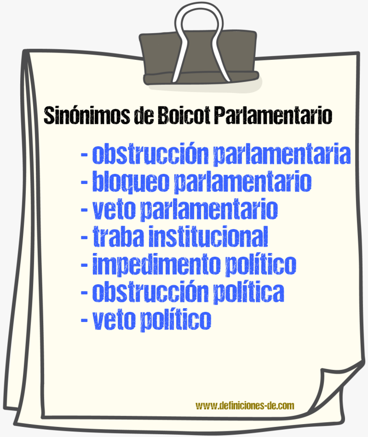 Sinónimos de boicot parlamentario